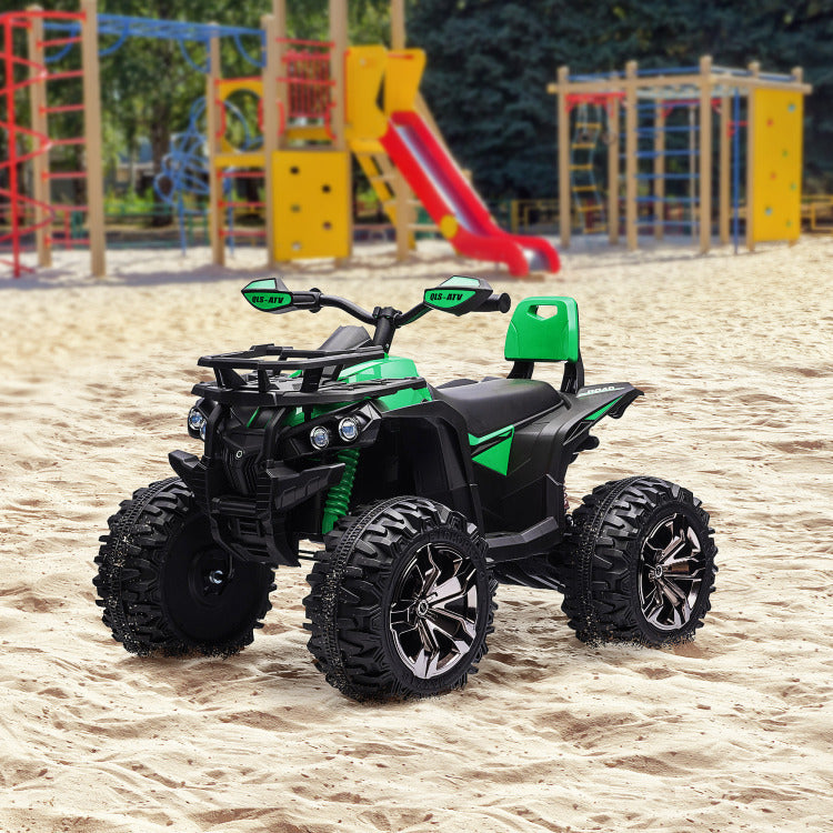 Aosom 12V Kids 4 Wheeler, Ride On Atv For Kids With Music, Realistic Headlights & Wide Wheels, Toddler Quad For Boys And Girls, Green