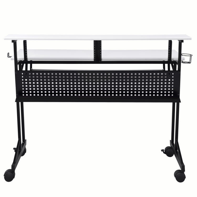 White And Black Music Recording Studio Desk With Metal Base