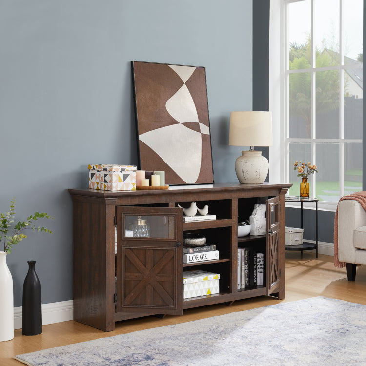 2 Doors Cabinet Farmhouse Cabinet, Farmhouse Tv Stand Barn Design,Modern Farmhouse Tv Media Stand, Large Barn Inspired Home Entertainment Console,Espresso, 60.23"W*15.35"D*31.7"H
