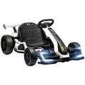 Aosom 24V 7.5 Mph Electric Go Kart With Adjustable Seat, Drifting Car Battery Powered Ride On Toy Outdoor With Slow Start, Button Start, Music, Honking Horn, Lights, For 6 12 Years Old, White