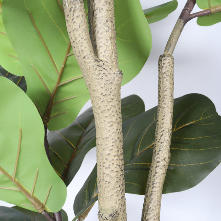 6Ft Artificial Fiddle Leaf Fig Tree With Black Plastic Pot, Real Touch Fake Indoor Plant For Home Office Living Room Corner Decoration, 1Pc Set