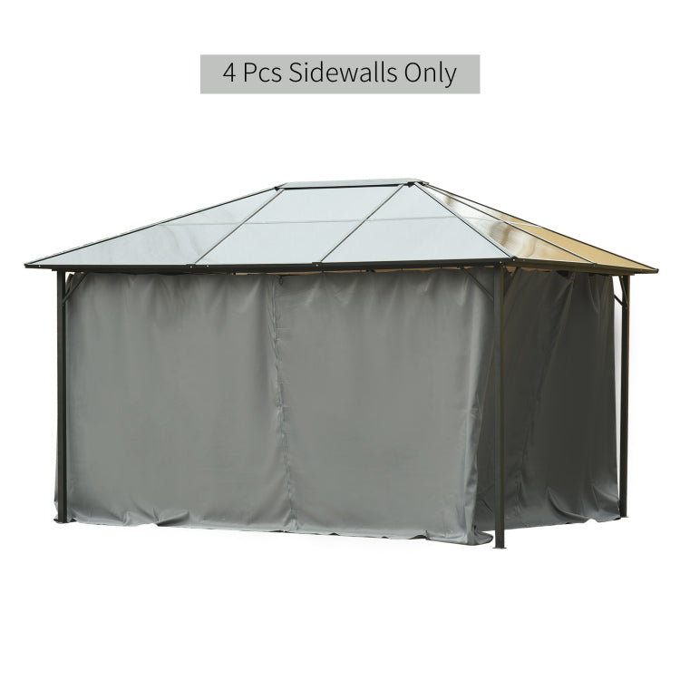 Outsunny 10' X 12' Universal Gazebo Sidewall Set With Panels, Hooks And C Rings Included For Pergolas And Cabanas, Gray