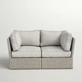 Outdoor Wicker Loveseat With Cushions Fully Assembled
