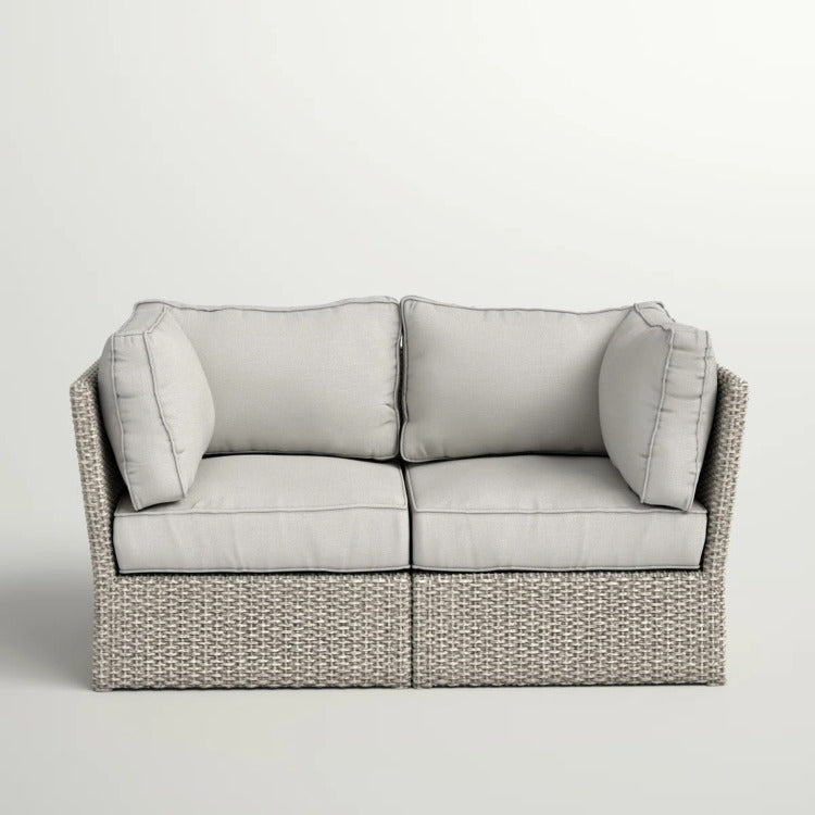 Outdoor Wicker Loveseat With Cushions Fully Assembled