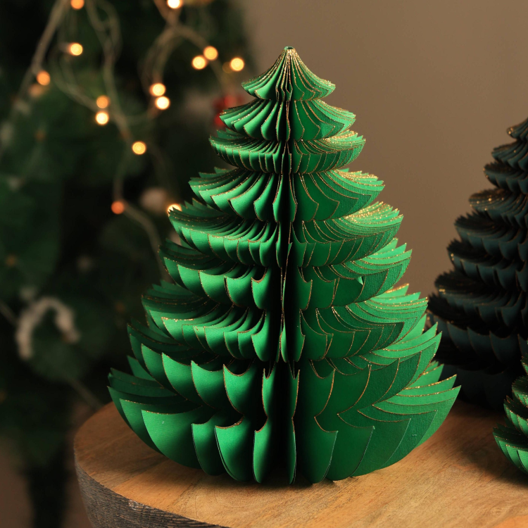 Handmade Green Paper Tree Festive Holiday D Cor 10.62X10.62X13"