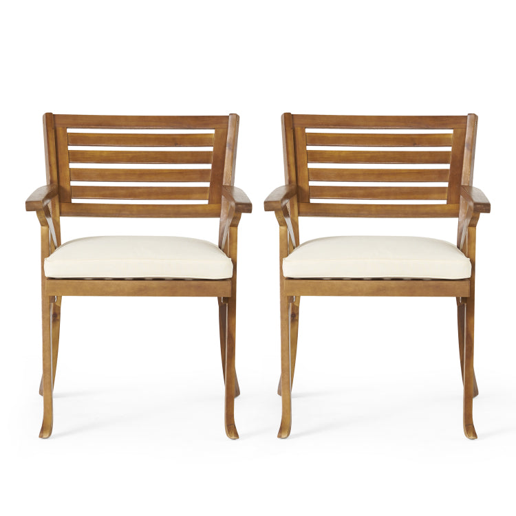 Outdoor Hermosa Kd Wood Dining Chair With Cushions Set Of 2