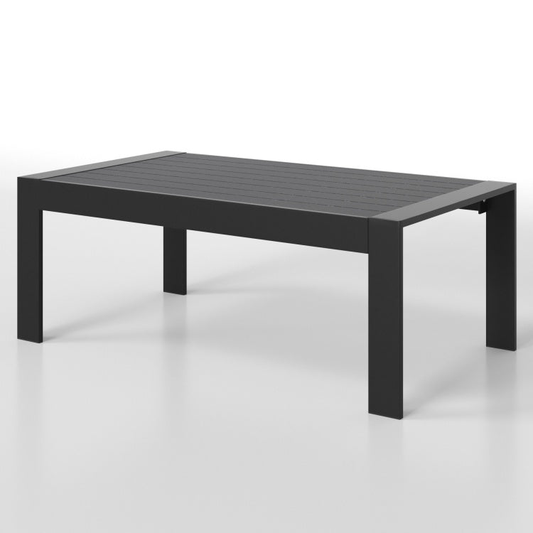 All Weather Aluminum Outdoor Coffee Table, Modern Coffee Table For Outside, Rectangle Patio Coffee Table Black