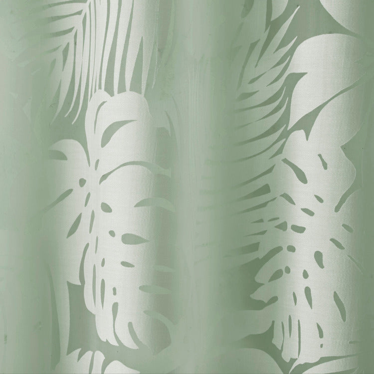 Palm Leaf Burnout Window Sheer Sage Green 50X84"