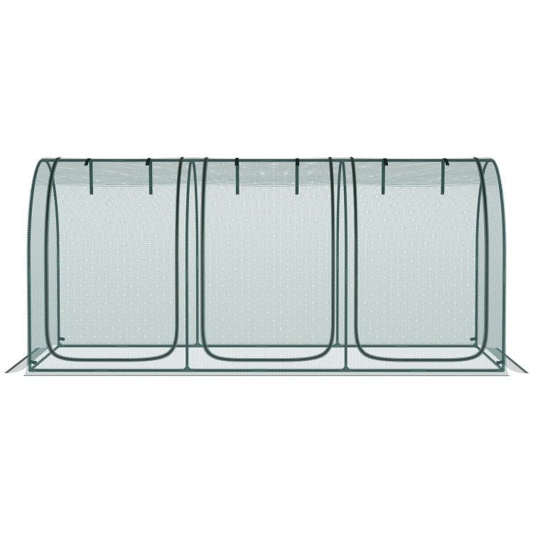 Outsunny 9' X 4' Crop Cage, Plant Protection Tent With Three Zippered Doors, Storage Bag And 6 Ground Stakes, For Garden, Yard, Lawn, Green