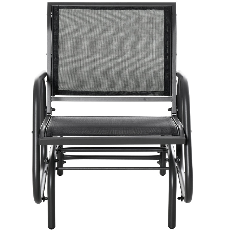 Outsunny Porch Glider, Metal Frame Swing Glider Chair With Mesh Fabric, Curved Armrests And Steel Frame For Garden, Poolside, Backyard, Balcony, Black