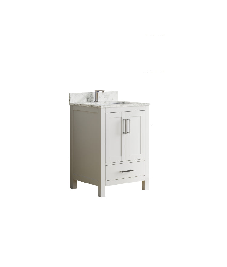 23" Bathroom Vanity With Sink, Bathroom Storage Vanity Sink Cabinet With 2 Doors 1 Drawer, Wooden Freestanding White Bathroom Cabinet With Faucet Hole