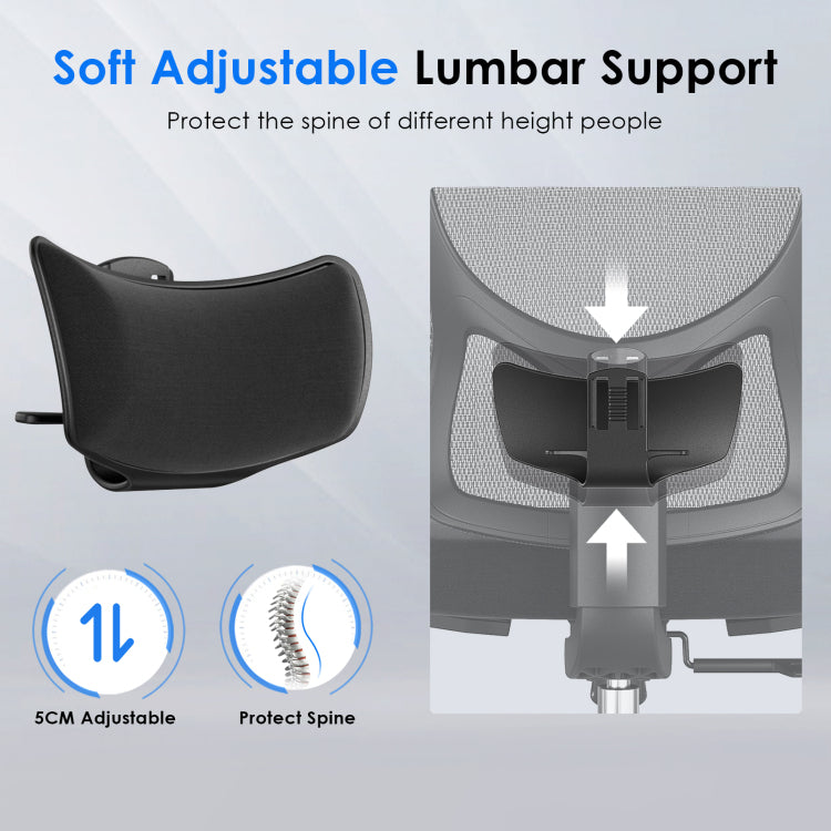 Ergonomic Office Chair,Mesh Desk Chair With Adjustable Lumbar Support And Headrest,Comfy Computer Chair With 3D Armrest Recling Swivel Chair For Home And Office, Black & Black