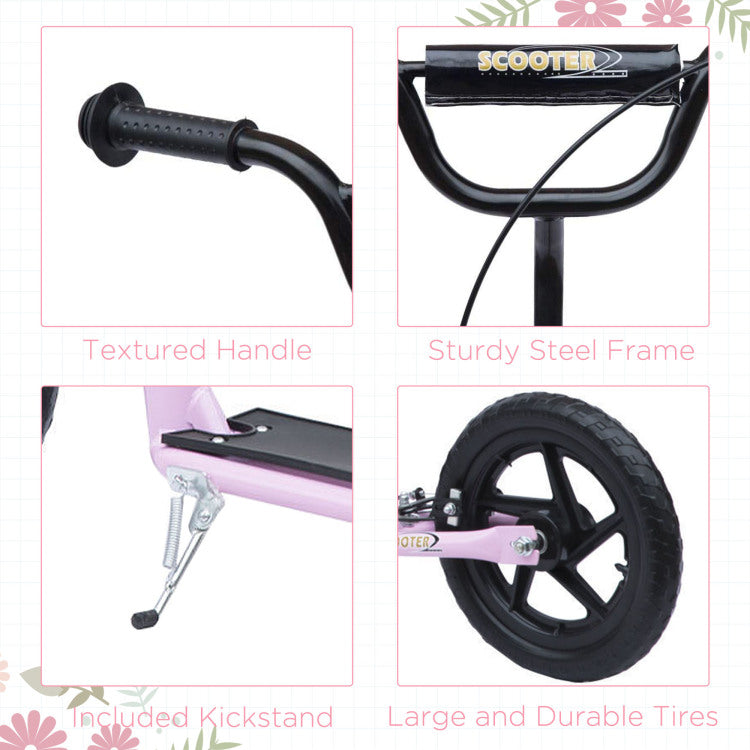 Homcom Kick Scooter For Kids 5 12 Years Old, Big Wheel Kids Scooter With Adjustable Height Handlebar, Non Slip Footplate, Rear Brake, Pink