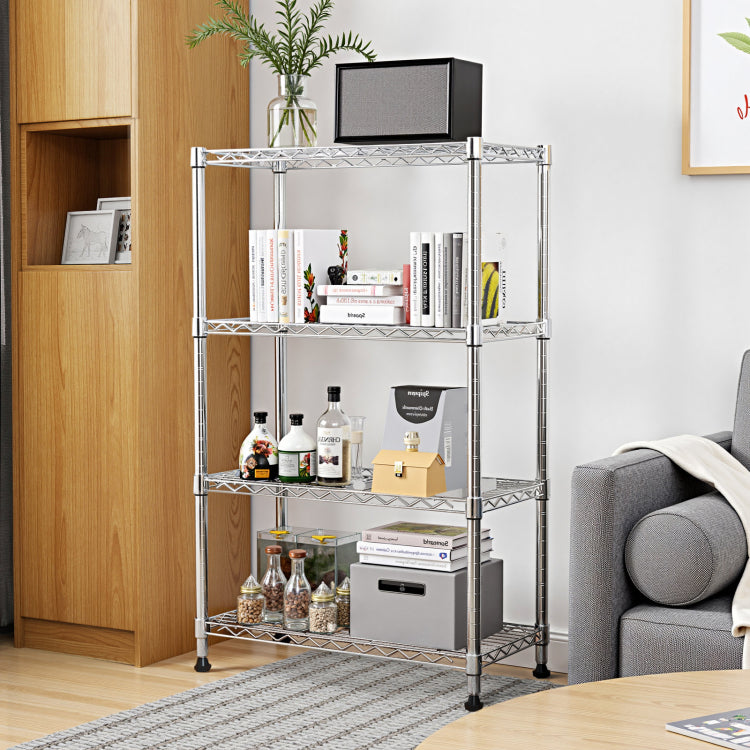 1000 Lbs Storage Shelving 4 Tier Utility Shelving Unit Steel Organizer Wire Rack For Home,Kitchen,Office,Chrome 13.7" D X 23.6" W X 53.4" H