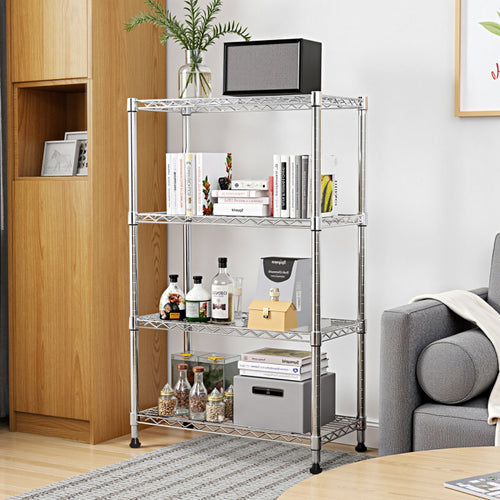 1000 Lbs Storage Shelving 4 Tier Utility Shelving Unit Steel Organizer Wire Rack For Home,Kitchen,Office,Chrome 13.7" D X 23.6" W X 53.4" H