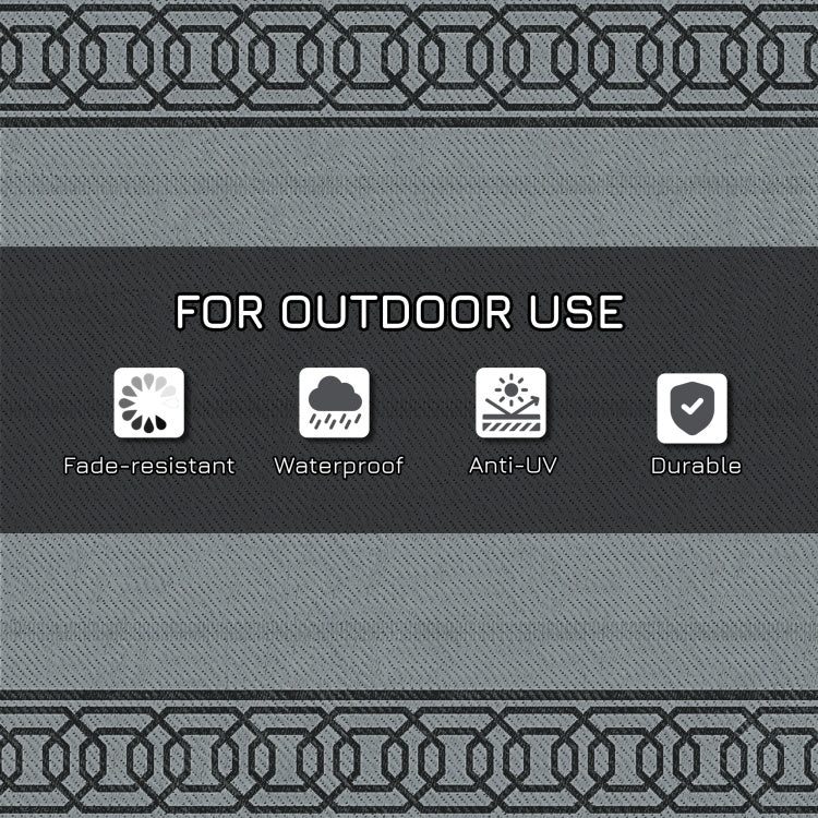 Outsunny Reversible Outdoor Rug, 9' X 12' Waterproof Plastic Straw Floor Mat, Portable Rv Camping Carpet, Large Floor Mat For Backyard, Deck, Picnic, Beach, Black & Gray Border