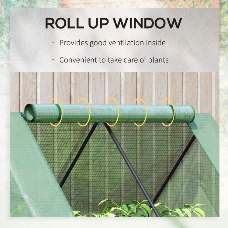 Outsunny Galvanized Raised Garden Bed With Mini Greenhouse Cover, Outdoor Metal Planter Box With 2 Roll Up Windows For Growing Flowers, Fruits, Vegetables, And Herbs, 50" X 37.5" X 36.25", Green