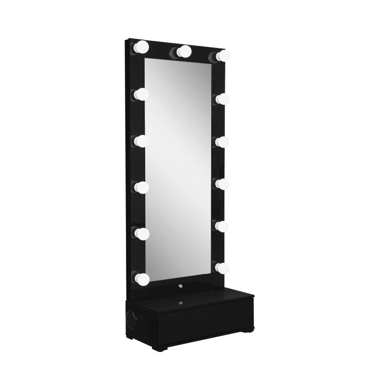 Elisa Black Narrow Tall Mirror With Speaker And Drawer