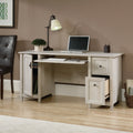 Coastal Computer Desk With Slide Out Keyboard Tray, Gray Finish