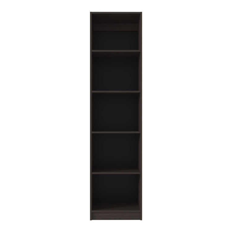 Home Slim 5 Shelves Narrow Bookcase With Open Shelves, Stained Walnut