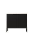 30" Turio Freestanding Carrara White Sintered Stone Countertop And Black Plywood Cabinet With Two Doors, No Basin, No Faucet And Sink Cover
