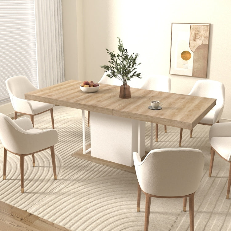 Rectangle Extendable Dining Table For 6 10 People Aged Effect Wood 160 200 Cm