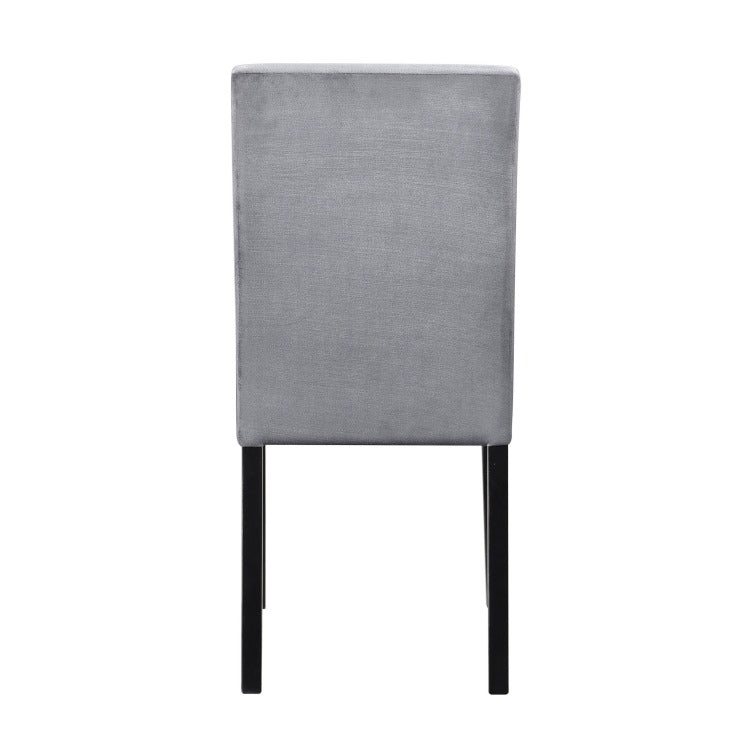 Andy 18 Inch Side Dining Chairs Set Of 2, Channel Tufted Gray Velvet, Black Wood