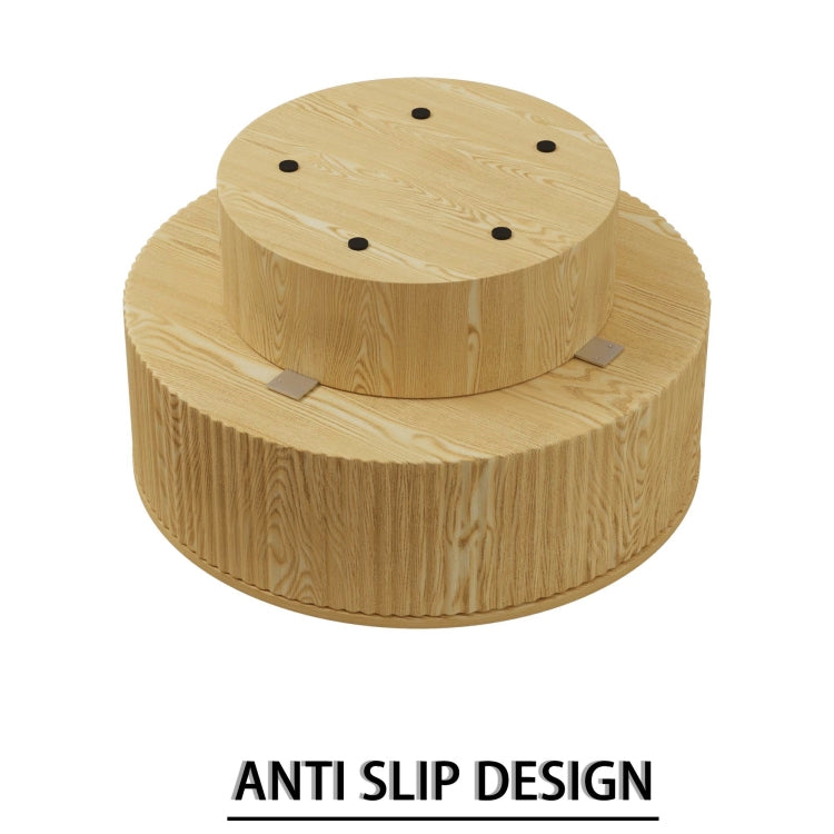 29.53 " Mdf Modern Circular Coffee Table With Circular Stripe Design And Storage Space, Suitable For Home&Kitchen Wood