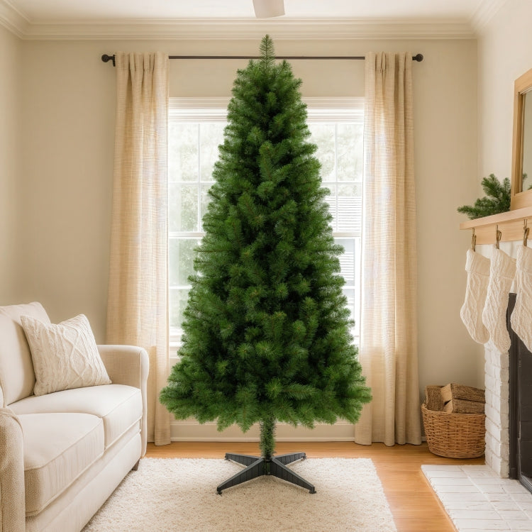 6Ft Unlit Artificial Christmas Tree With 490 Tips, Pvc Full Branches, Classic Green Holiday Tree With 4 Leg Plastic Stand For Indoor Home Decoration
