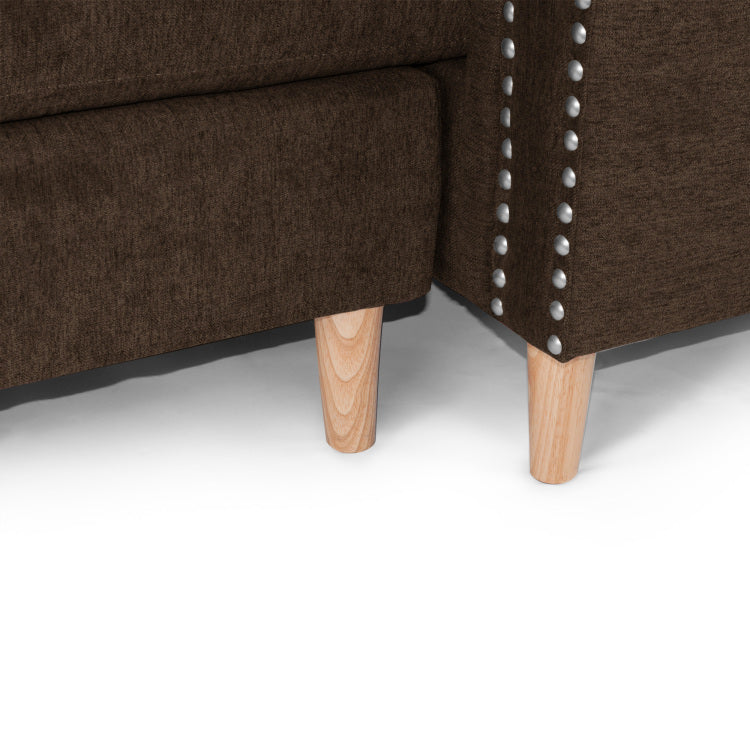 Reversible Sectional Set W 2 Accent Pillows In Tan