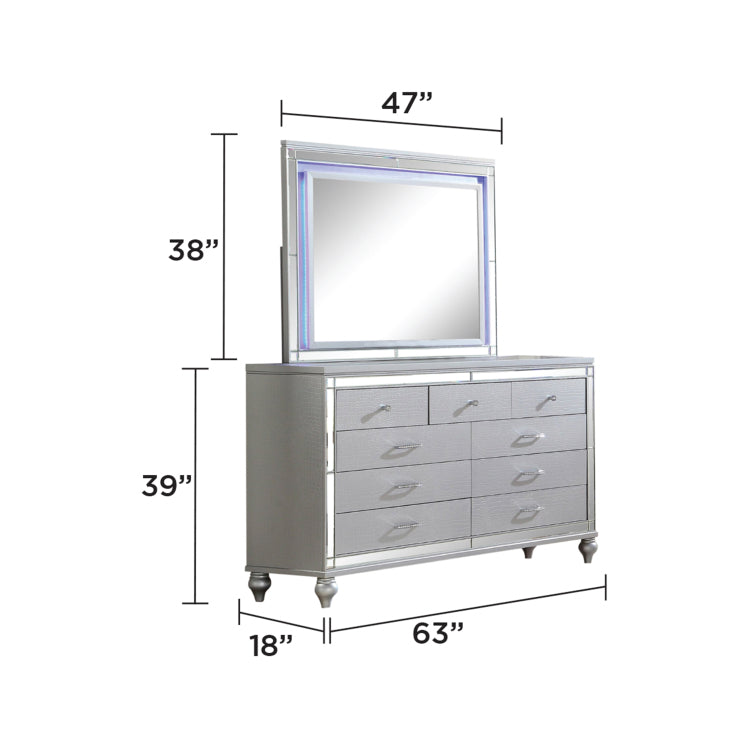 Sterling King 5 Pc Led Bedroom Set Made With Wood In Silver Color Nj Inventory