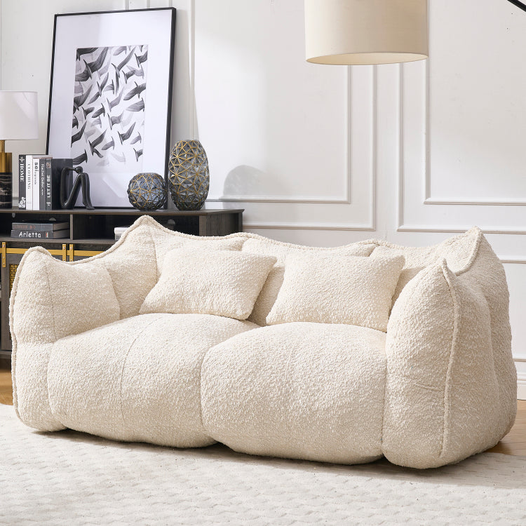 Soft Beanbag Chair With High Resilience Foam Core For Two People. The Comfortable Square Recliner Sofa Is Ideal For Family Members And Friends Engaged In Games, Reading, Watching Tv