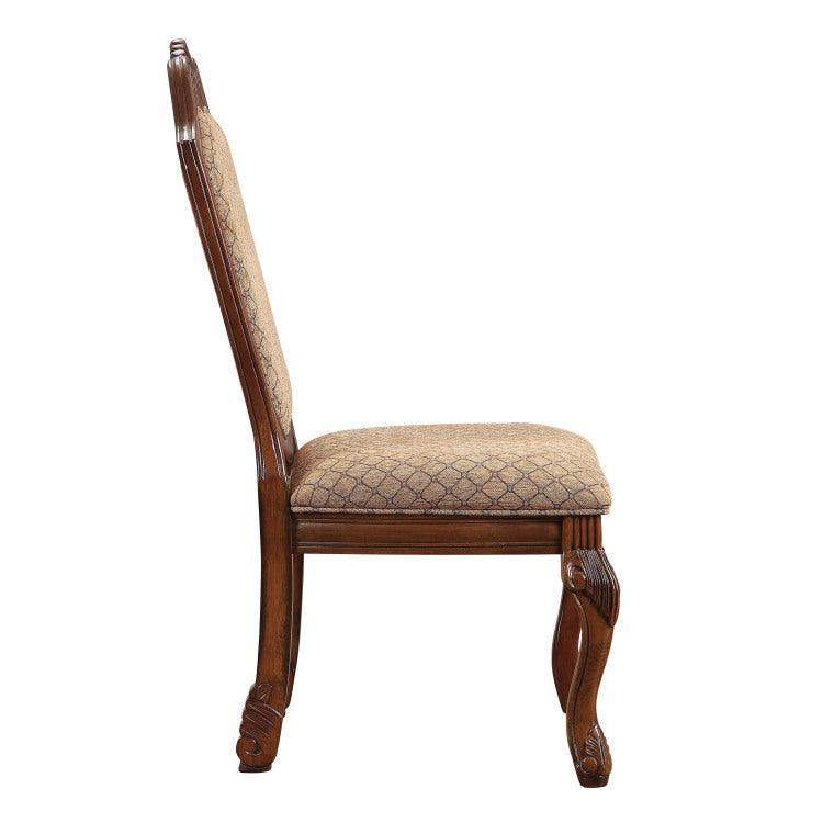 Beige And Cherry Solid Back Side Chairs Set Of 2