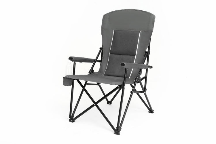High Back Heavy Duty Lawn Chair Support 250Lbs, Portable Collapsible Chair With Cup Holder Grey