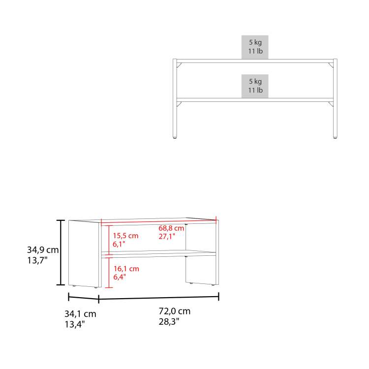 Gray Walnut Shoe Rack With 2 Shelves