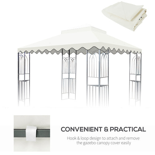 10X10 Ft Outdoor Patio Gazebo Replacement Canopy,Double Tiered Gazebo Tent Roof Top Cover Only Wavy Border Frame Not Include Beige