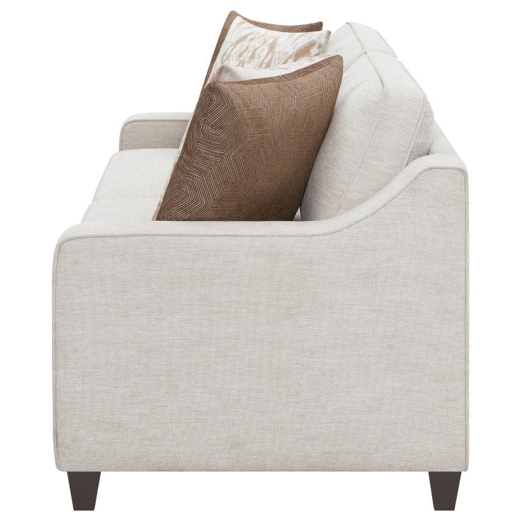 Mahaffey Christine Beige Upholstered Sloped Arm Sofa