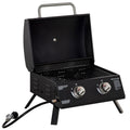 Outsunny 2 Burner Propane Gas Grill Outdoor Portable Tabletop Bbq With Foldable Legs, Lid, Thermometer For Camping, Picnic, Backyard, Black