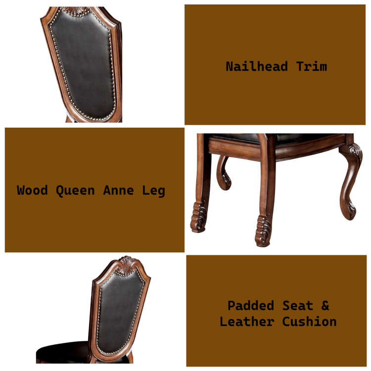 Chateau Black Synthetic Leather & Cherry Finish De Ville Side Chair Set Of 2