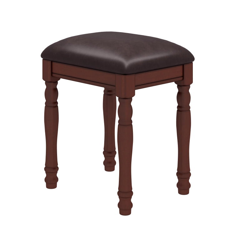Vanity Desk With Adjustable Angle Mirror, Vintage Vanity Makeup Table And Cushioned Stool Set With Velvet Fabric Lining 5 Drawers,Wooden Dressing Table Set For Bedroom, Walnut