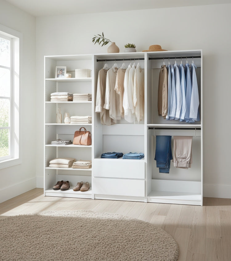 Prosper White Freestanding Walk In Wood Closet System
