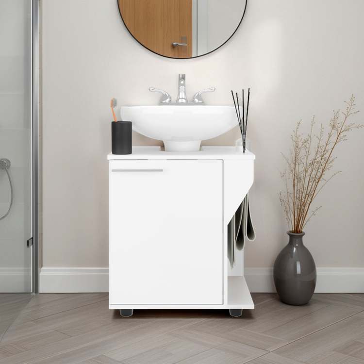 White Under Sink Storage Cabinet With Two Shelf
