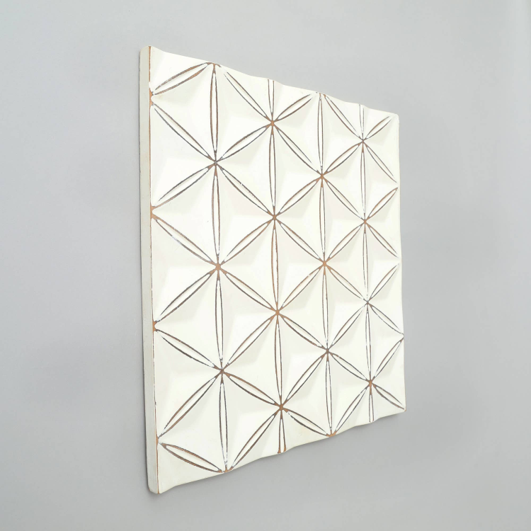White Square Shape Handcrafted Mdf Wall Decor 16"X16" Elegant Home Accent