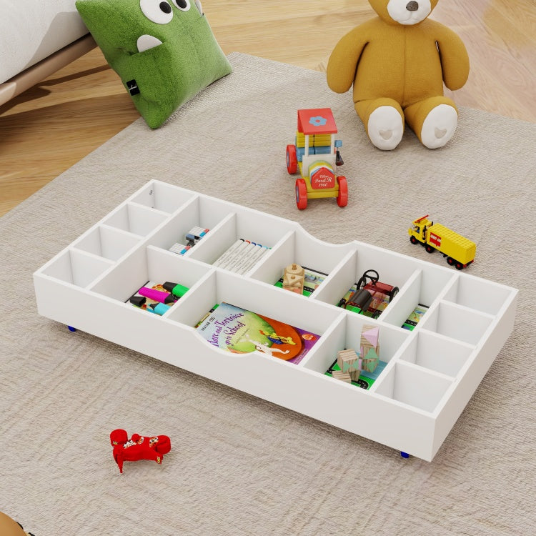 The 2 In 1 Rollaway Play Table And Toy Organizer Compatible With Lego Suitable For Storing Under Bed Or Sofa White 38" X 18.7" X 5.9"