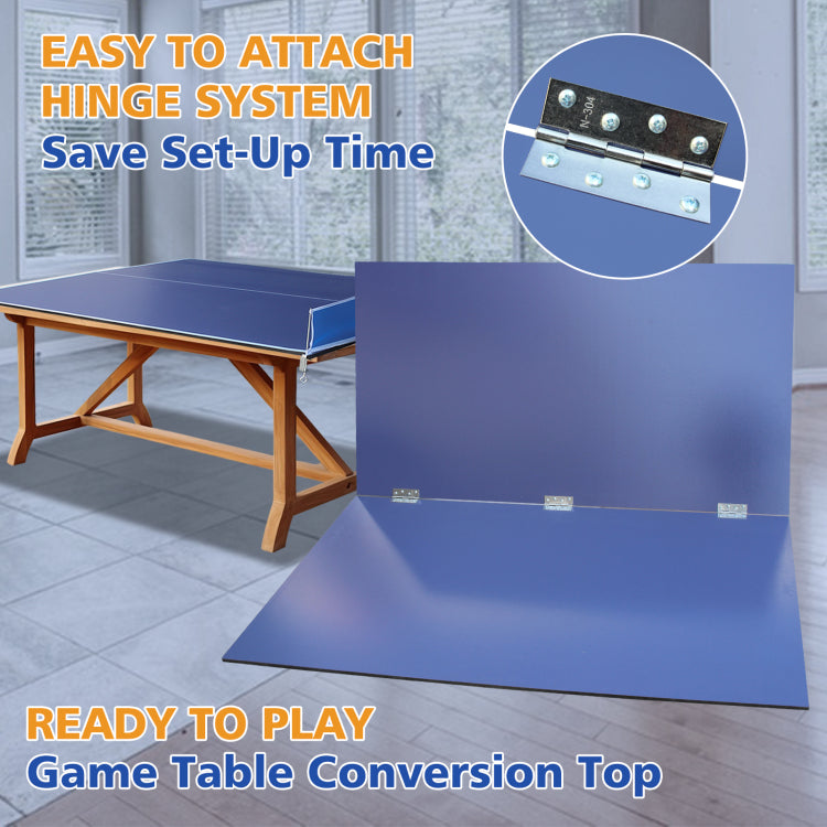 7*4Ft Blue Mid Size Ping Pong Conversion Top Foldable & Portable Table Tennis Table Top For Indoor Games