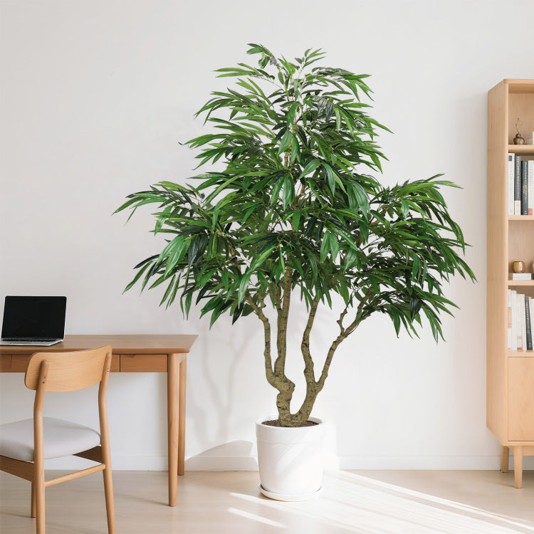 7Ft Artificial Willow Tree, Indoor Faux Slik Greenery Plant For Home, Apartment, Or Office Decoration, 1Pc Set