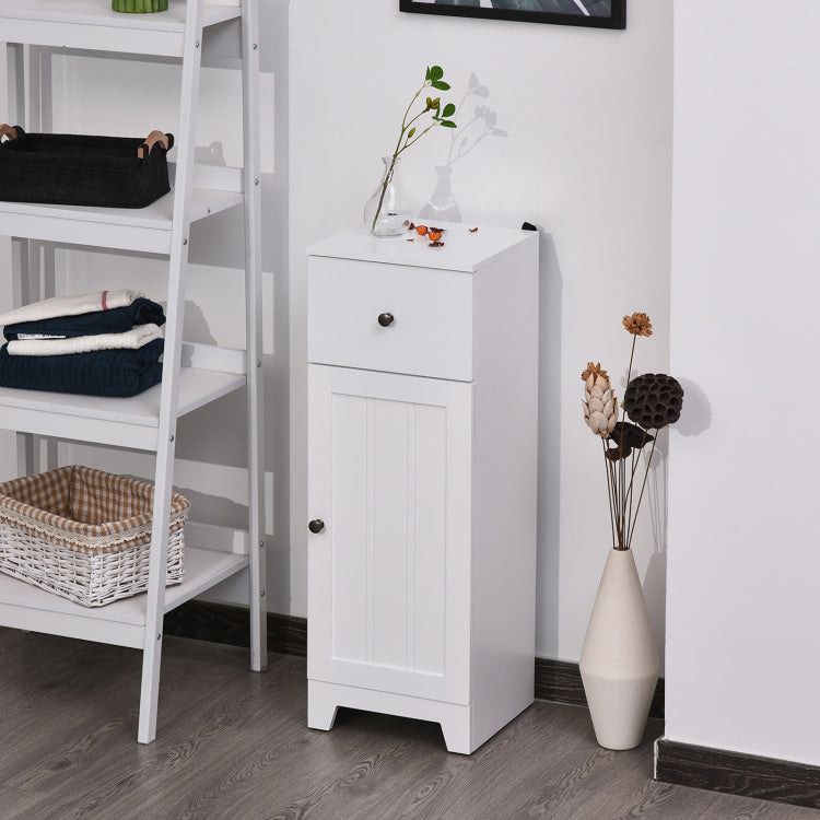 Kleankin Short Bathroom Storage Cabinet, Cabinet Organizer With 1 Drawer And Adjustable Shelf For Living Room, White