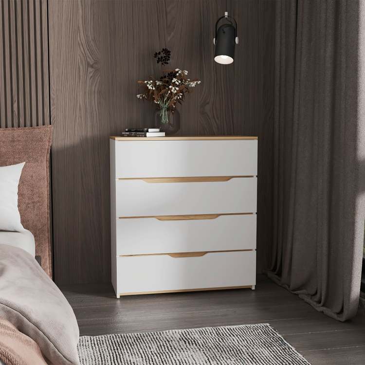 Lynbrook 4 Drawer Dresser White And Light Oak