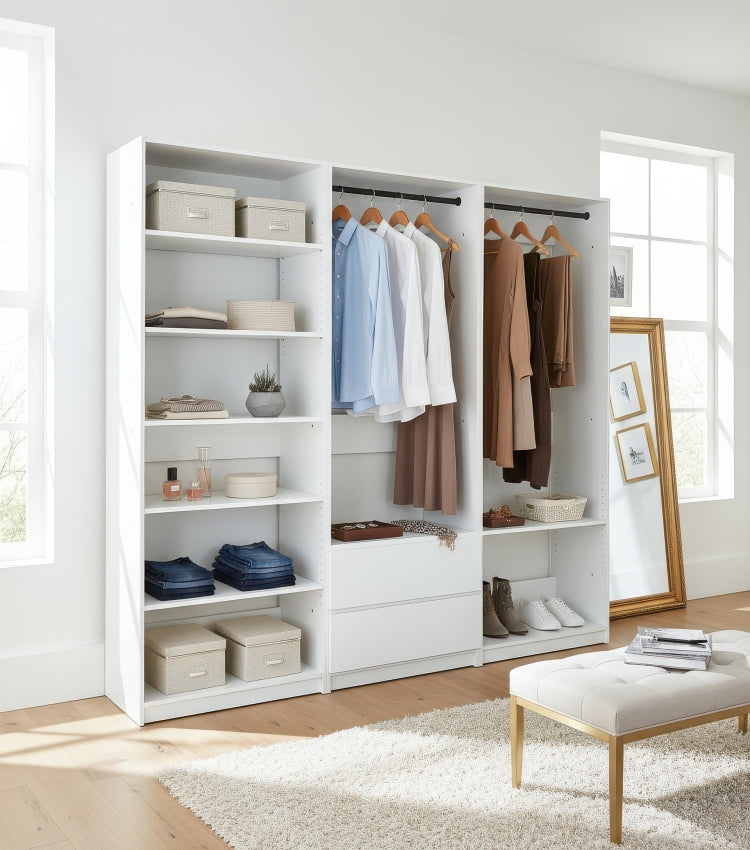 Prosper White Freestanding Walk In Wood Closet System