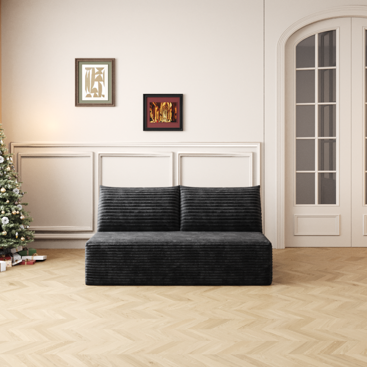 Cloud Sectional Couch,Modern Modular Sofa With Deep Seat, Upholstered Couches For Living Room Bedroom,No Assembly Required,Black Plush Corduroy Fabric